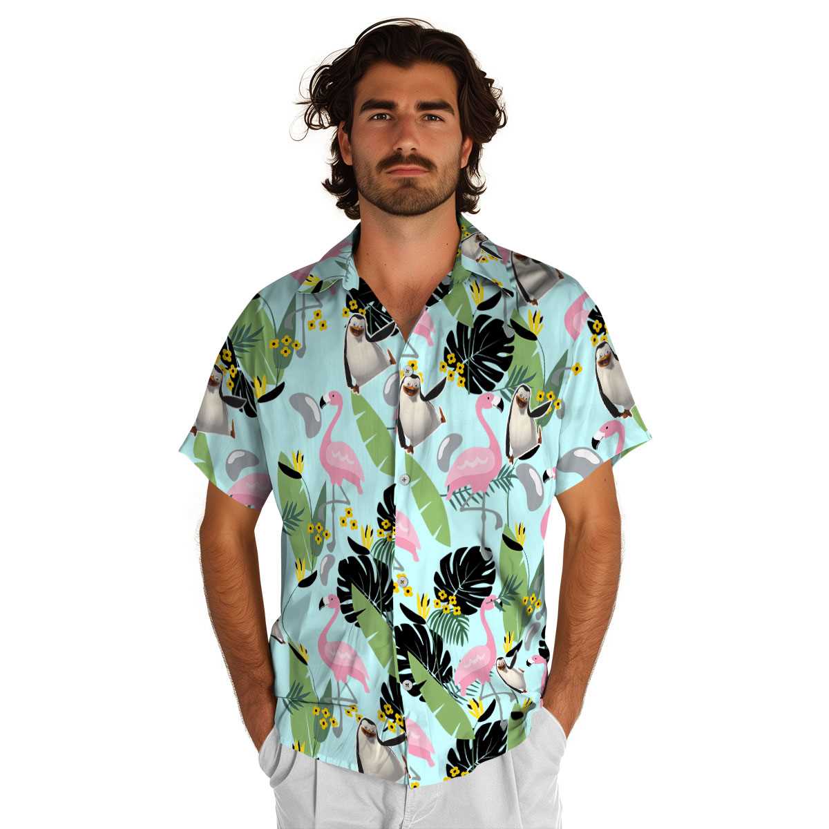 Penguin Pink Flamingo Hawaiian Shirt New Arrival Penguin Pink Flamingo Hawaiian Shirt New Arrival