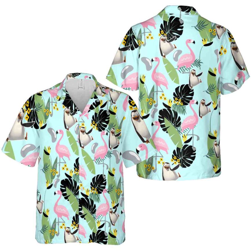 Penguin Pink Flamingo Hawaiian Shirt Premium grade
