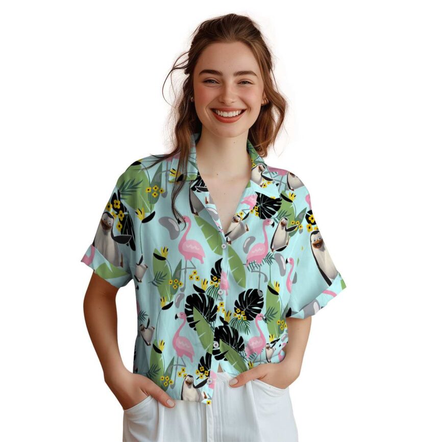 Penguin Pink Flamingo Hawaiian Shirt Top rated