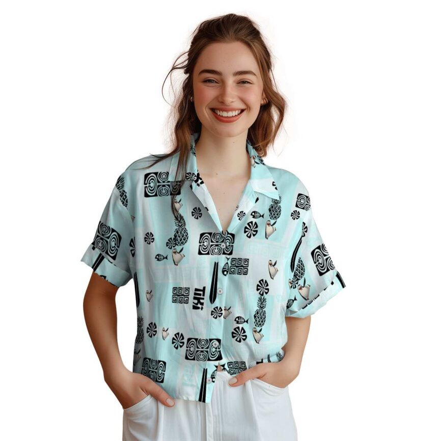 Penguin Tiki Motifs Hawaiian Shirt Top rated