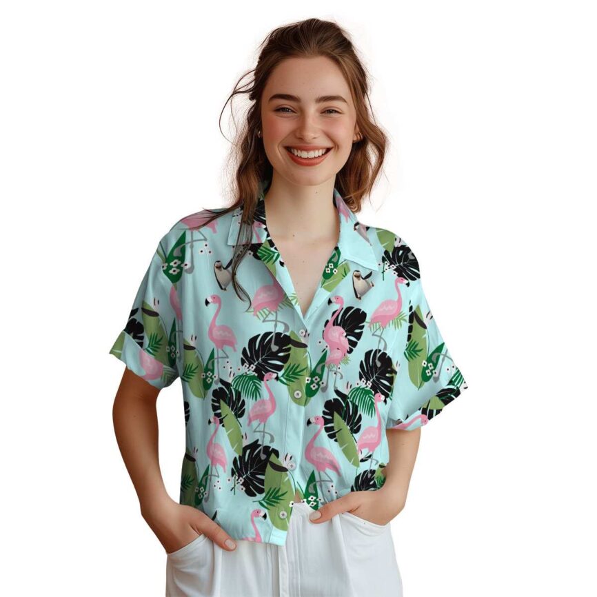 Penguin Tropical Flamingo Hawaiian Shirt Top rated