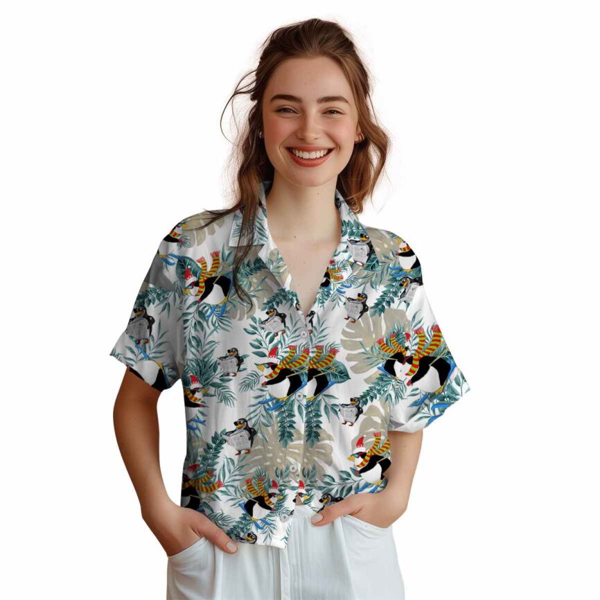 Penguin Tropical Fronds Hawaiian Shirt Top rated