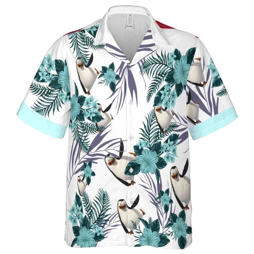 Penguin US Flag Floral Hawaiian Shirt Fashion forward