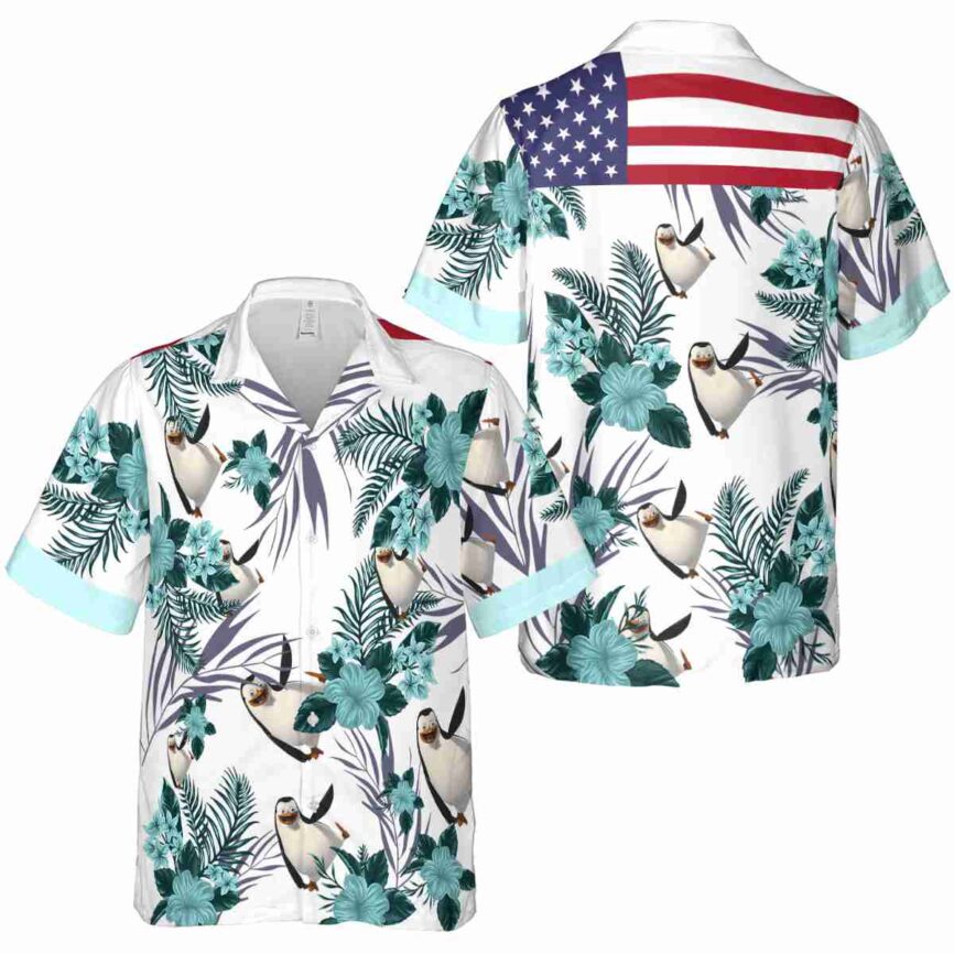 Penguin US Flag Floral Hawaiian Shirt Premium grade