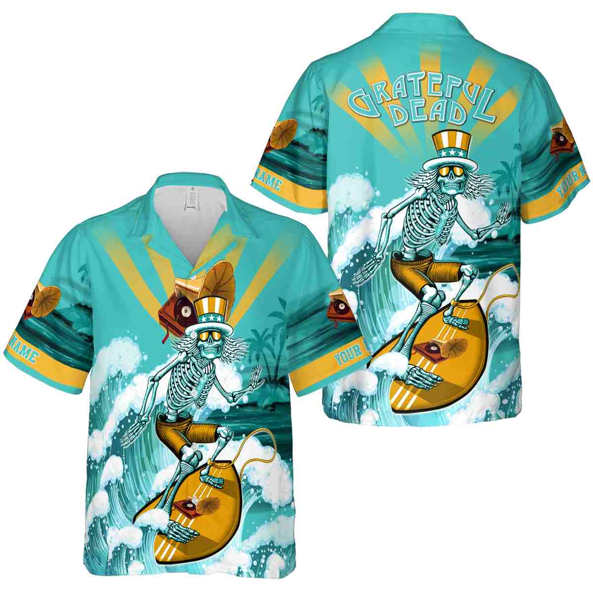 Personalized 50s Grateful Dead Motif Hawaiian Shirt Premium grade Personalized 50s Grateful Dead Motif Hawaiian Shirt Premium grade