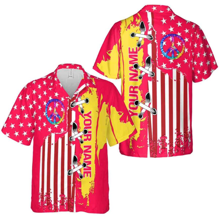 Personalized 60s Flag Stitches Hawaiian Shirt Premium grade