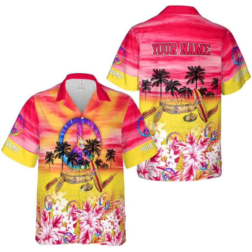 Personalized 60s Sunset Beach Canoe Hawaiian Shirt Premium grade