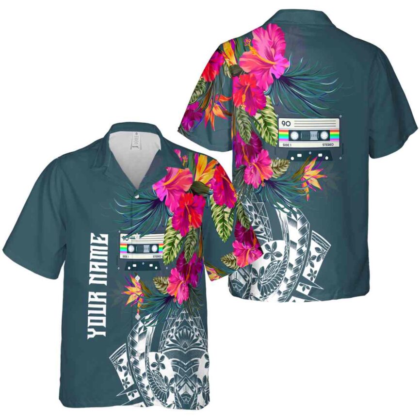 Personalized 90s Polynesian Flowers Hawaiian Shirt Premium grade