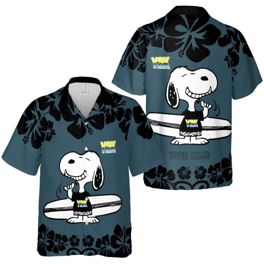 Personalized 90s Surfing Snoopy Hawaiian Shirt Premium grade