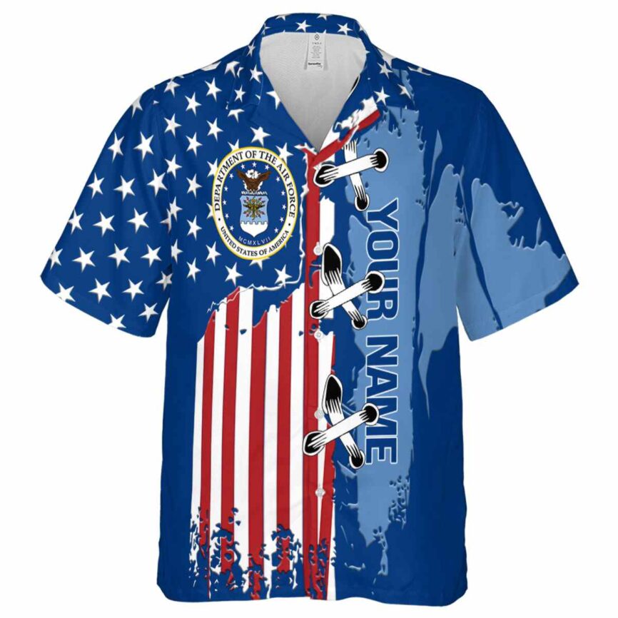 Personalized Air Force Flag Stitches Hawaiian Shirt Fashion forward