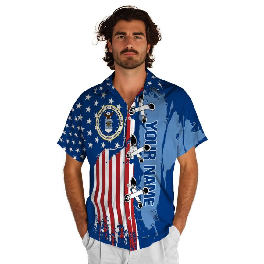 Personalized Air Force Flag Stitches Hawaiian Shirt New Arrival