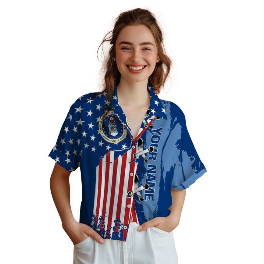 Personalized Air Force Flag Stitches Hawaiian Shirt Top rated