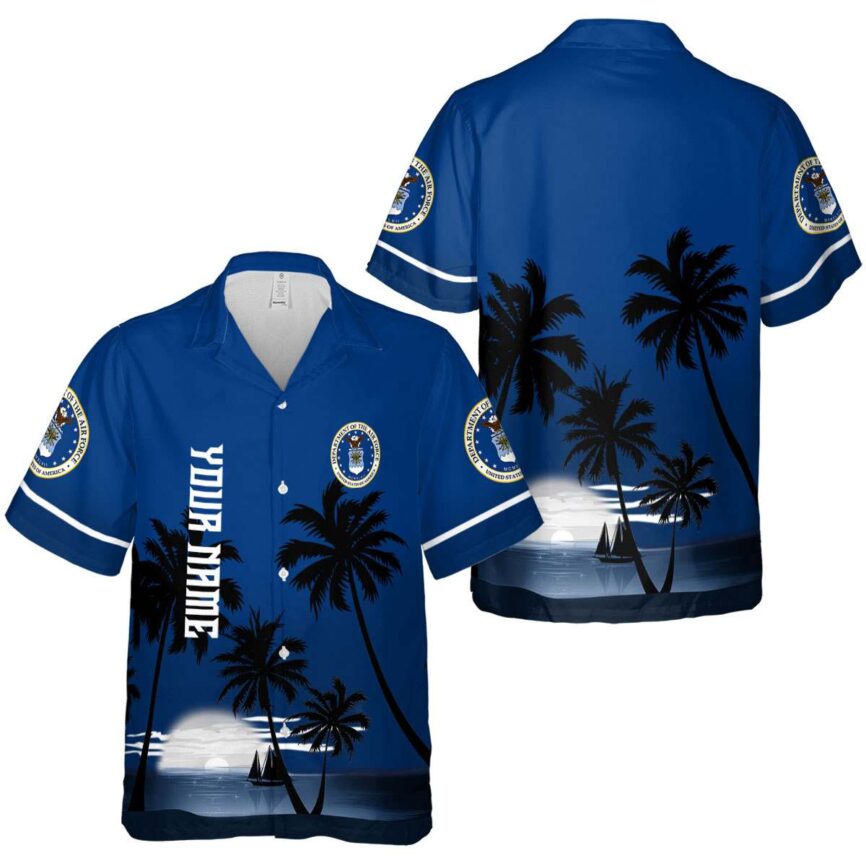 Personalized Air Force Ocean Sunset Hawaiian Shirt Premium grade