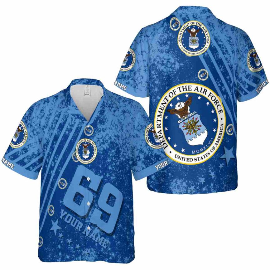 Personalized Air Force Stripe Burst Hawaiian Shirt Premium grade