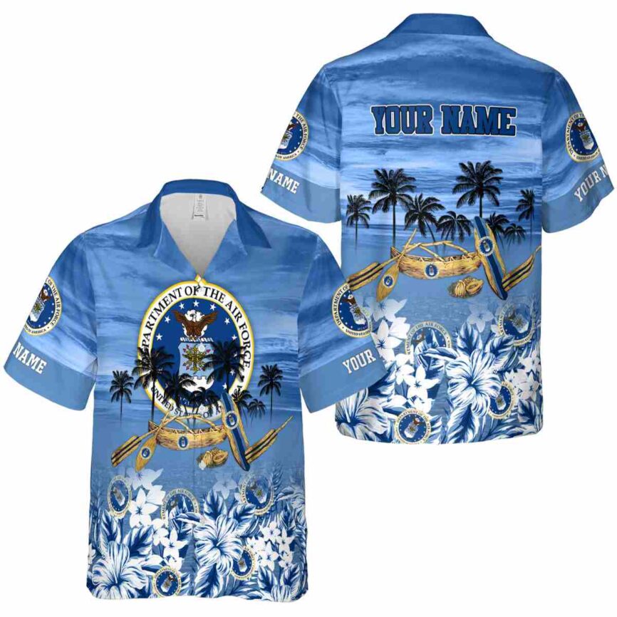 Personalized Air Force Sunset Beach Canoe Hawaiian Shirt Premium grade