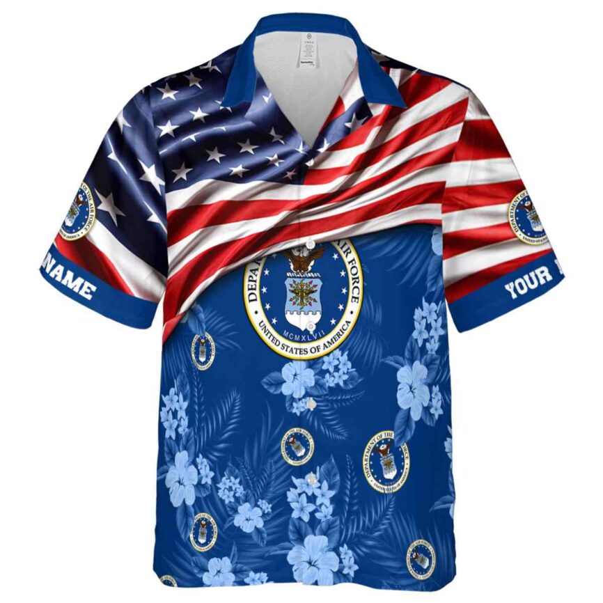 Personalized Air Force US Flag Themed Hawaiian Shirt Fashion forward