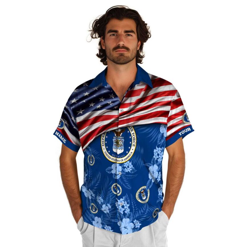 Personalized Air Force US Flag Themed Hawaiian Shirt New Arrival