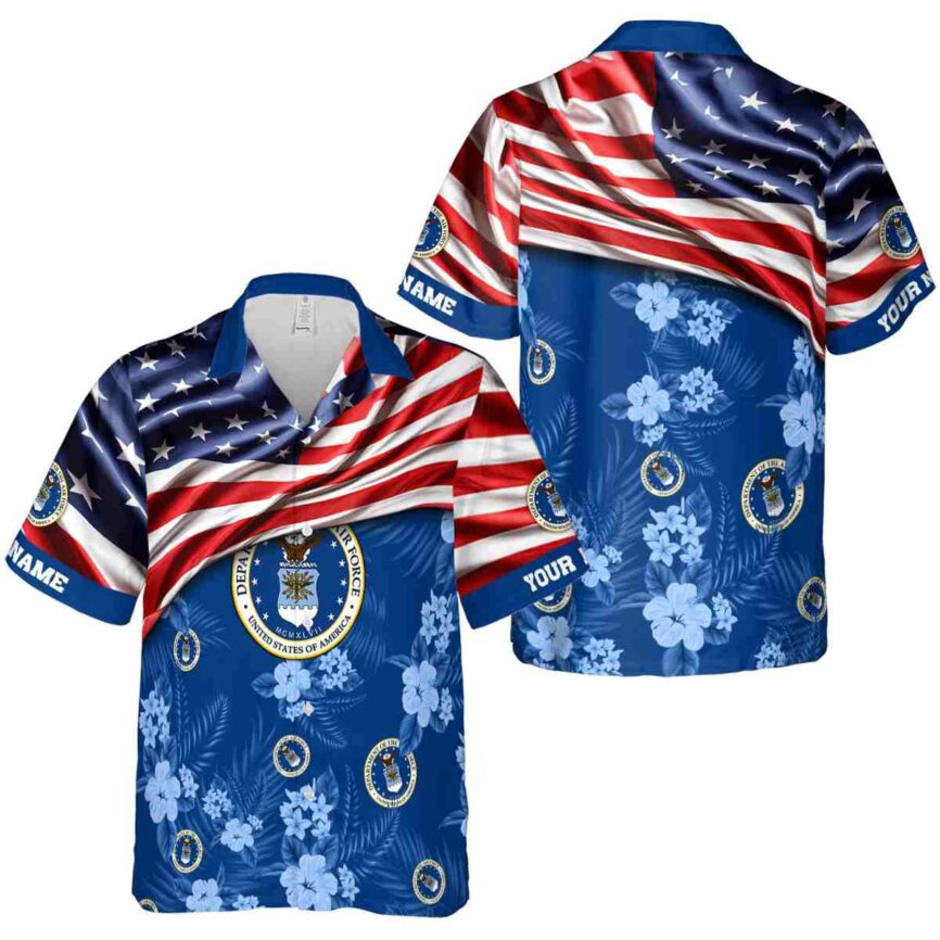 Personalized Air Force US Flag Themed Hawaiian Shirt Premium grade