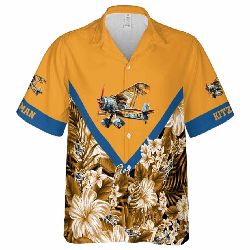 Personalized Airplane Bold Floral Number Hawaiian Shirt Fashion forward