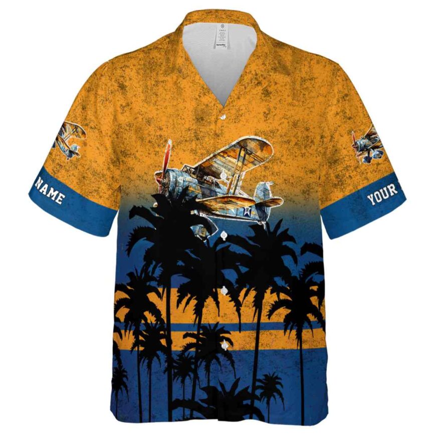 Personalized Airplane Sunset Gradient Hawaiian Shirt Fashion forward