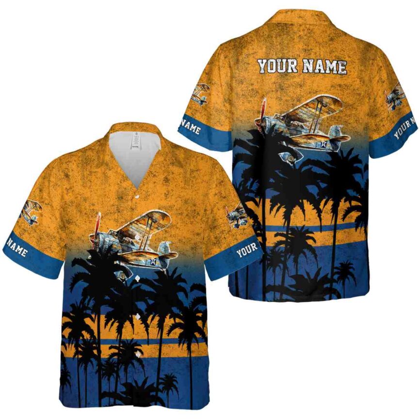 Personalized Airplane Sunset Gradient Hawaiian Shirt Premium grade