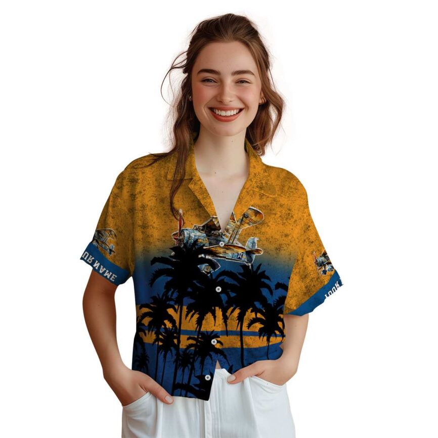 Personalized Airplane Sunset Gradient Hawaiian Shirt Top rated