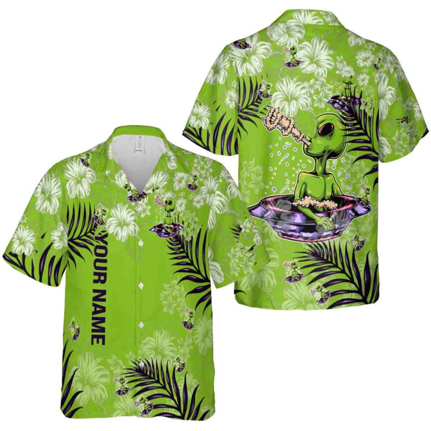 Personalized Alien Hibiscus Pattern Hawaiian Shirt Premium grade