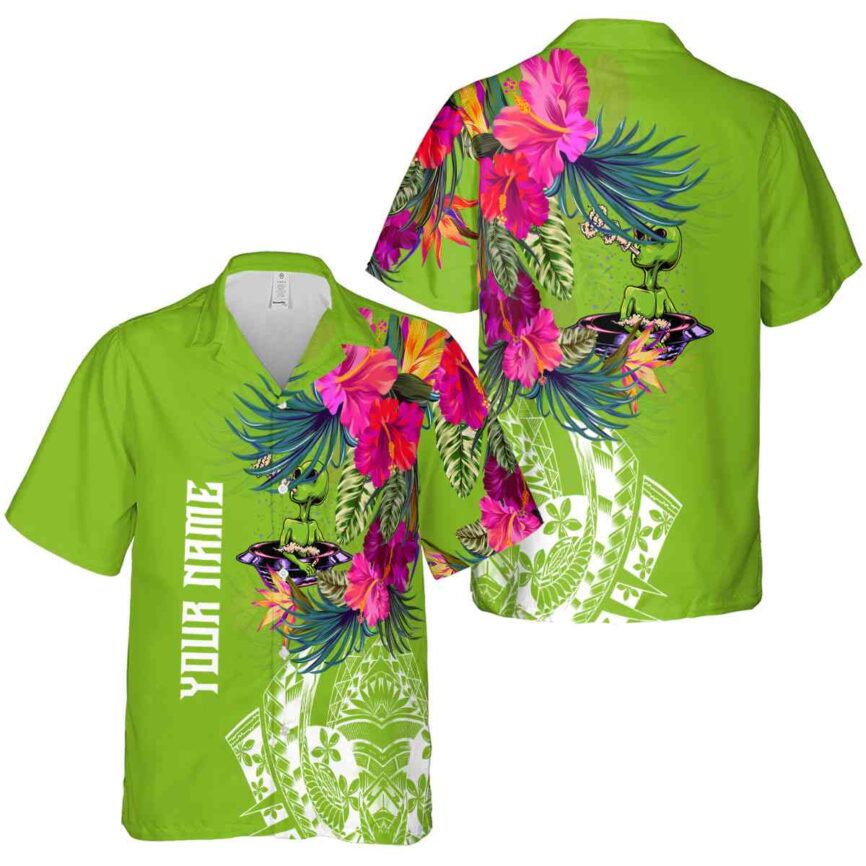 Personalized Alien Polynesian Flowers Hawaiian Shirt Premium grade
