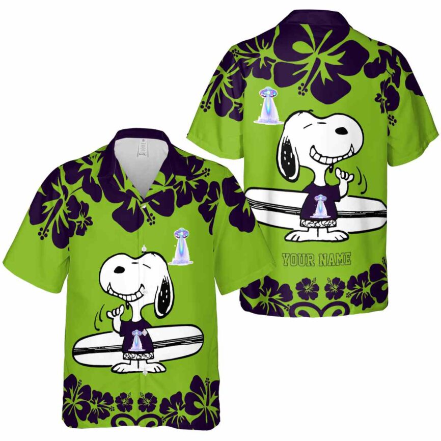 Personalized Alien Surfing Snoopy Hawaiian Shirt Premium grade