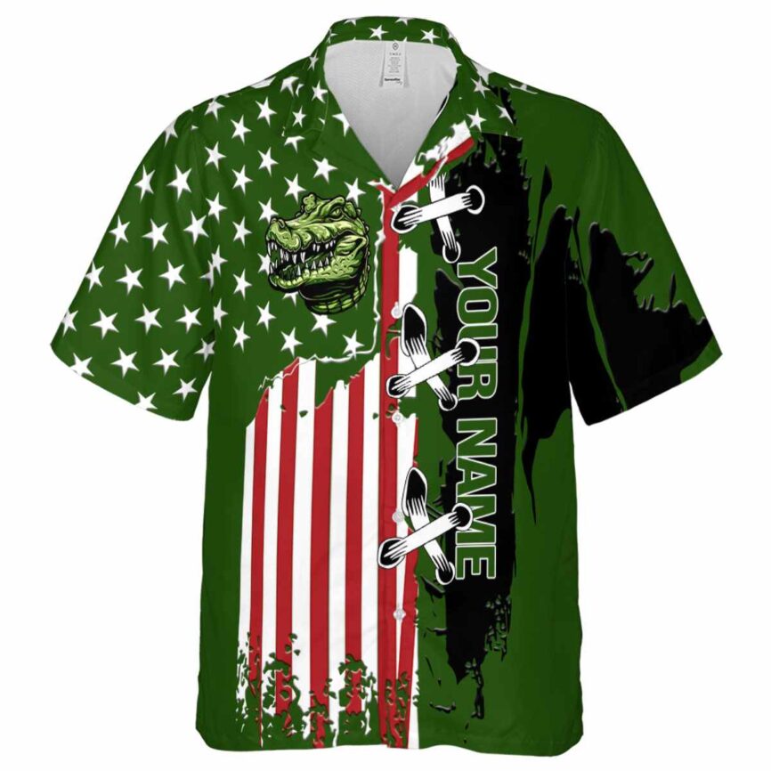 Personalized Alligator Flag Stitches Hawaiian Shirt Fashion forward