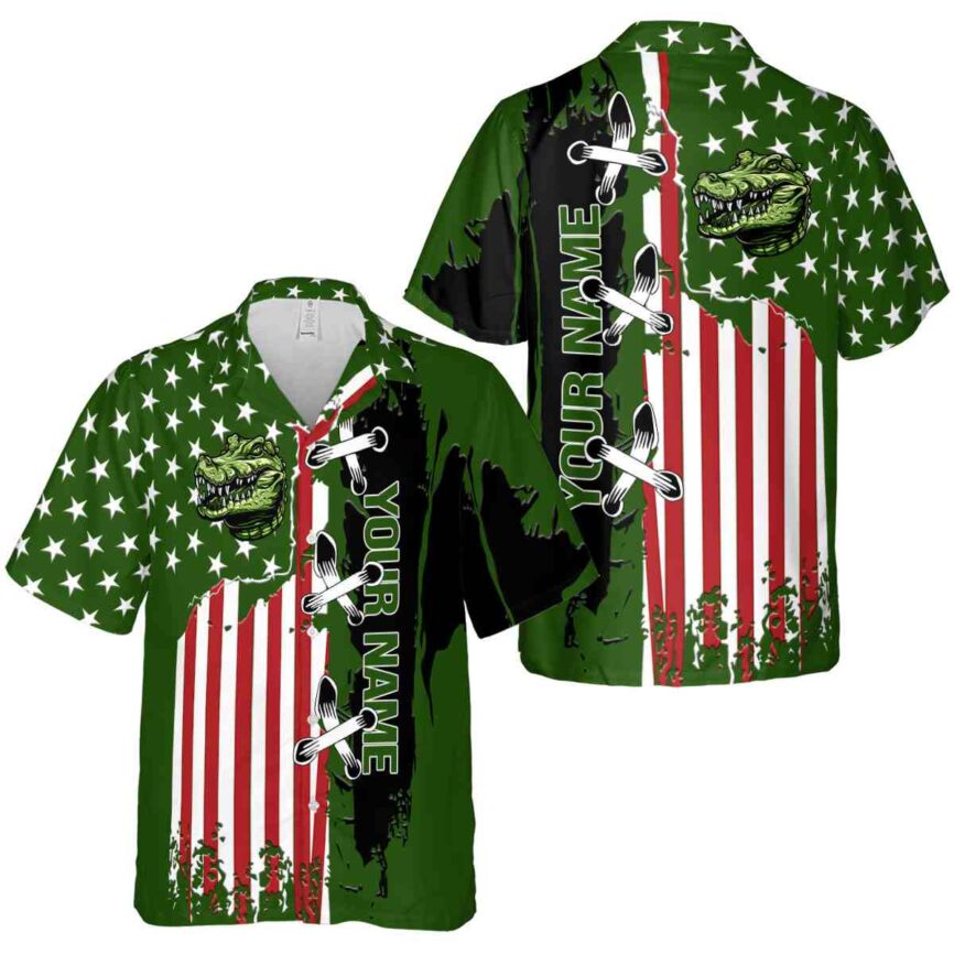Personalized Alligator Flag Stitches Hawaiian Shirt Premium grade