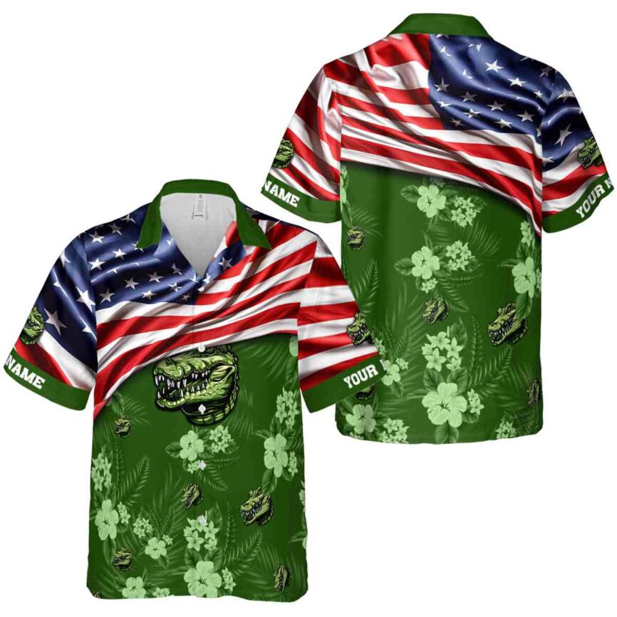 Personalized Alligator US Flag Themed Hawaiian Shirt Premium grade