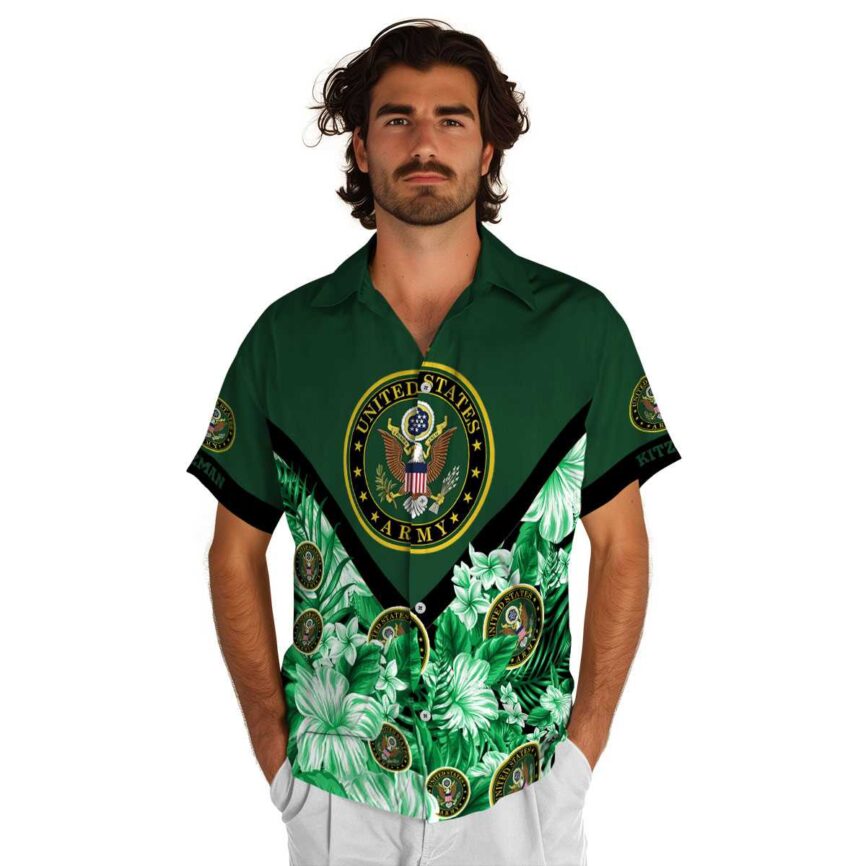 Personalized Army Bold Floral Number Hawaiian Shirt New Arrival
