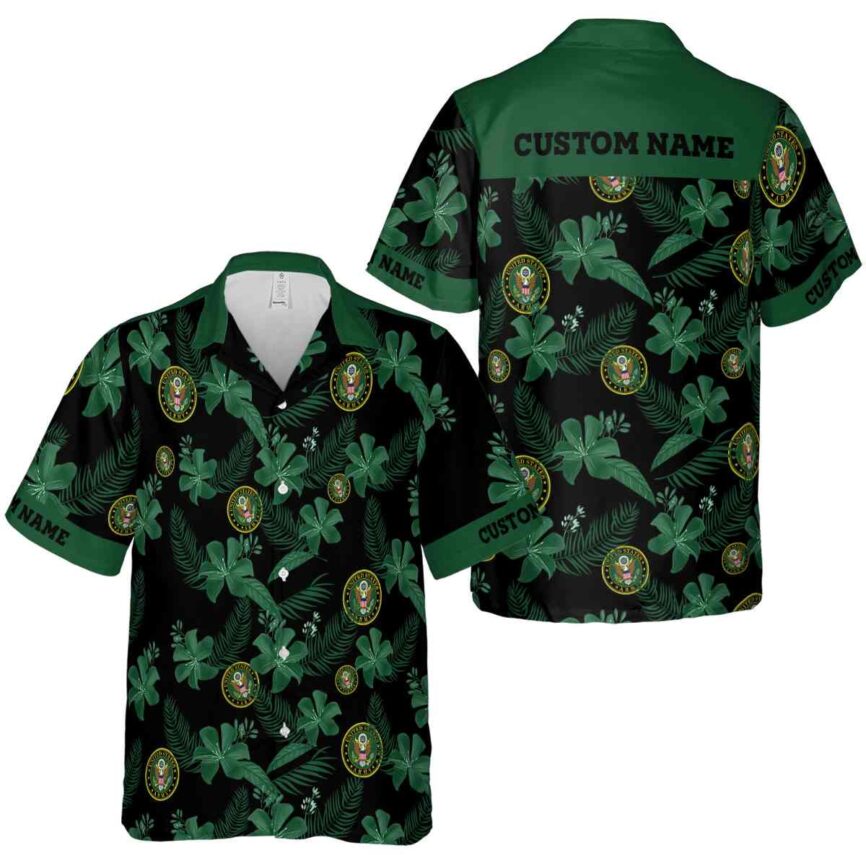 Personalized Army Tropical Flower Hawaiian Shirt Premium grade