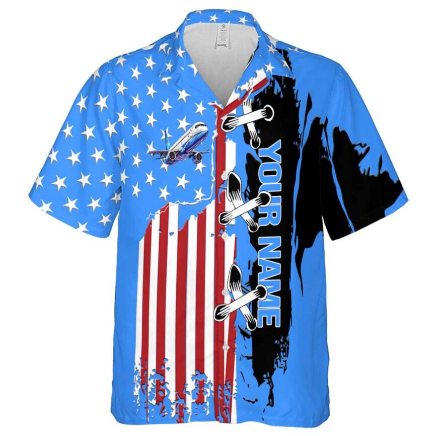 Personalized Aviation Flag Stitches Hawaiian Shirt Fashion forward