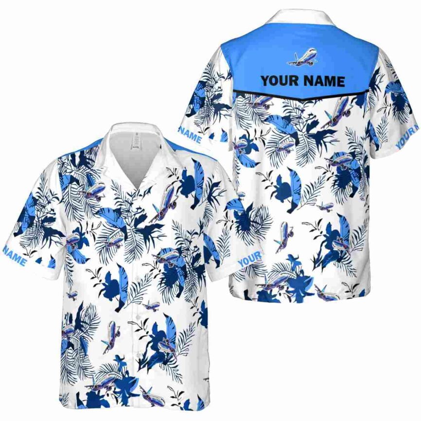 Personalized Aviation Leafy Accents Hawaiian Shirt Premium grade