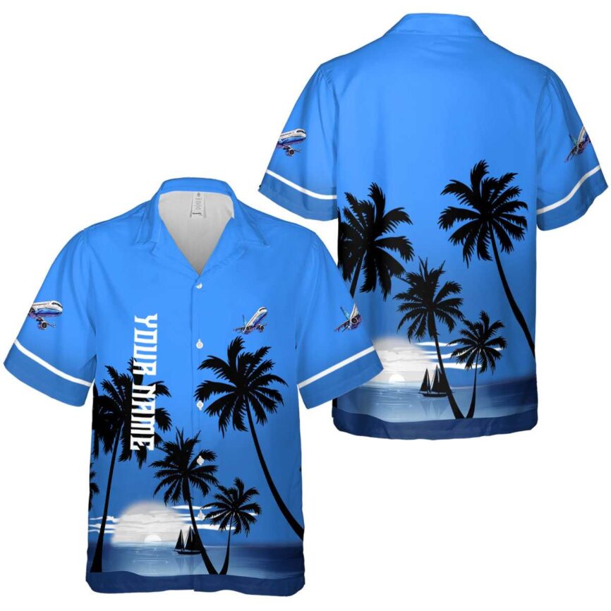 Personalized Aviation Ocean Sunset Hawaiian Shirt Premium grade