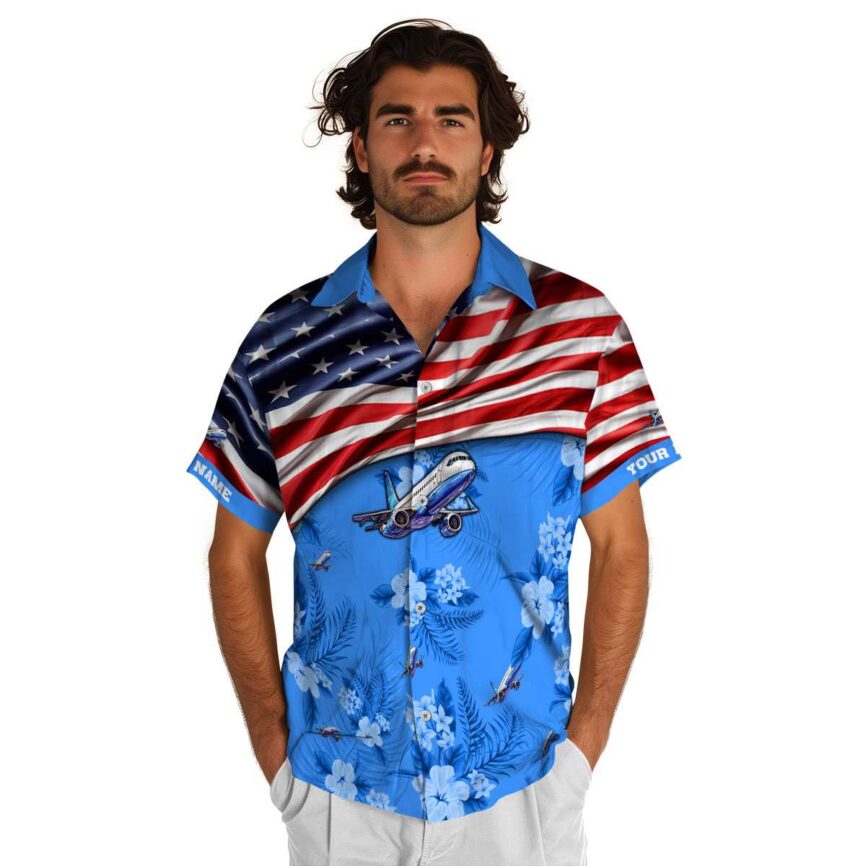 Personalized Aviation US Flag Themed Hawaiian Shirt New Arrival