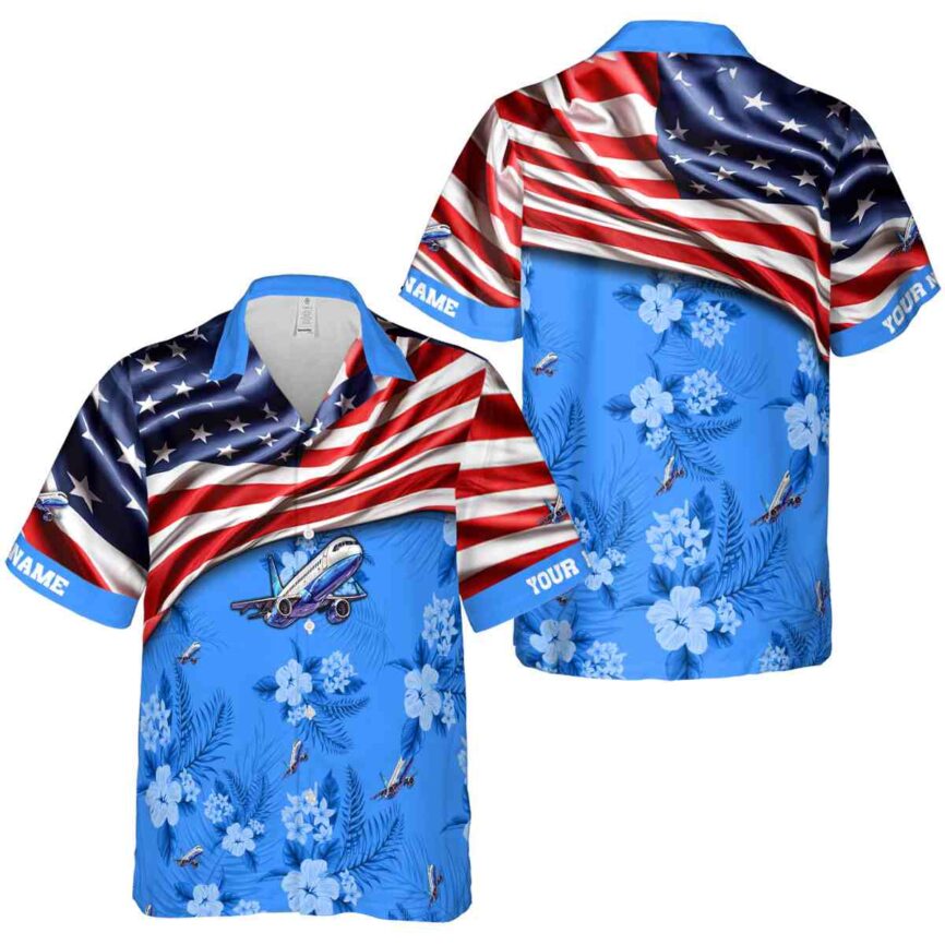 Personalized Aviation US Flag Themed Hawaiian Shirt Premium grade