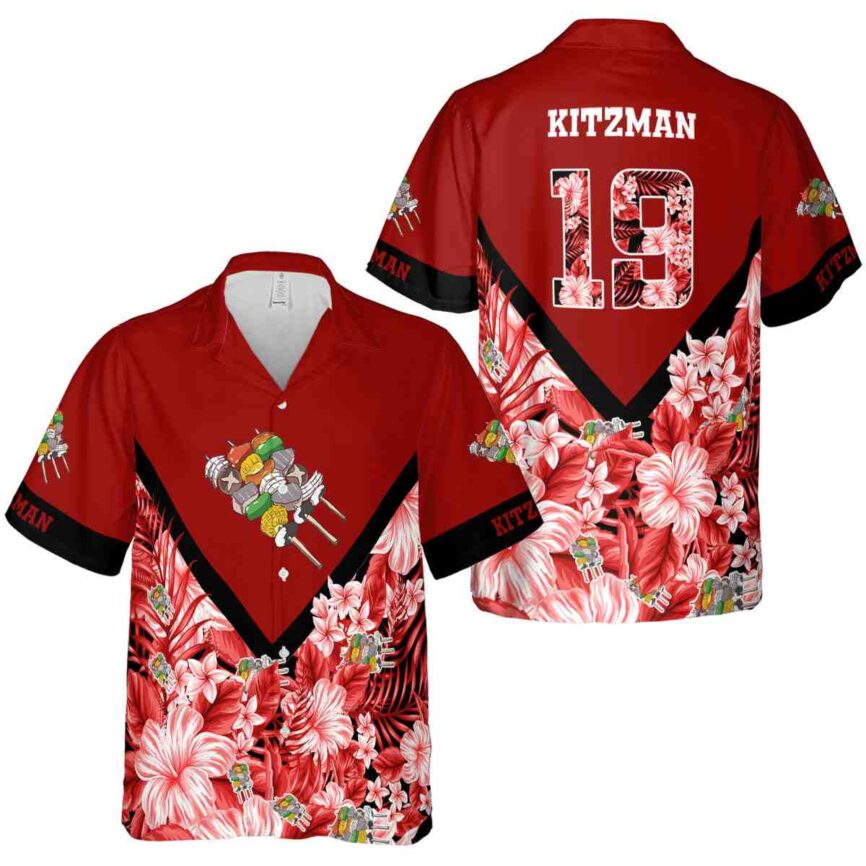 Personalized BBQ Bold Floral Number Hawaiian Shirt Premium grade