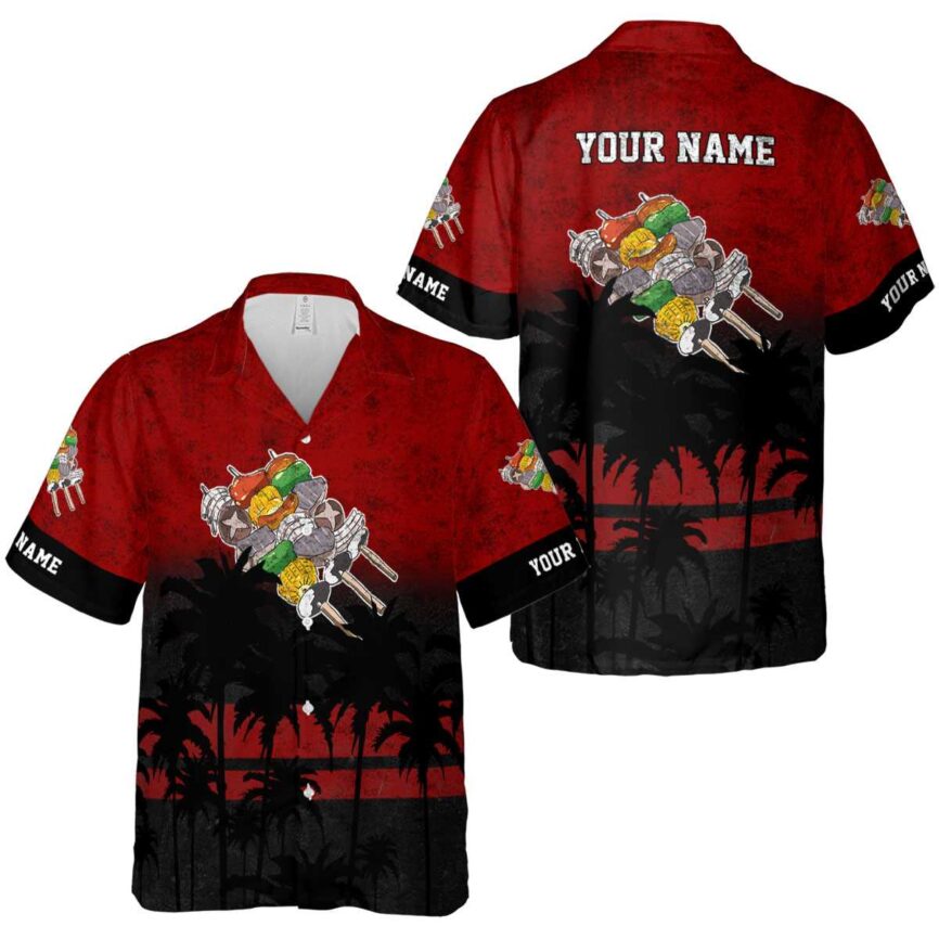 Personalized BBQ Sunset Gradient Hawaiian Shirt Premium grade