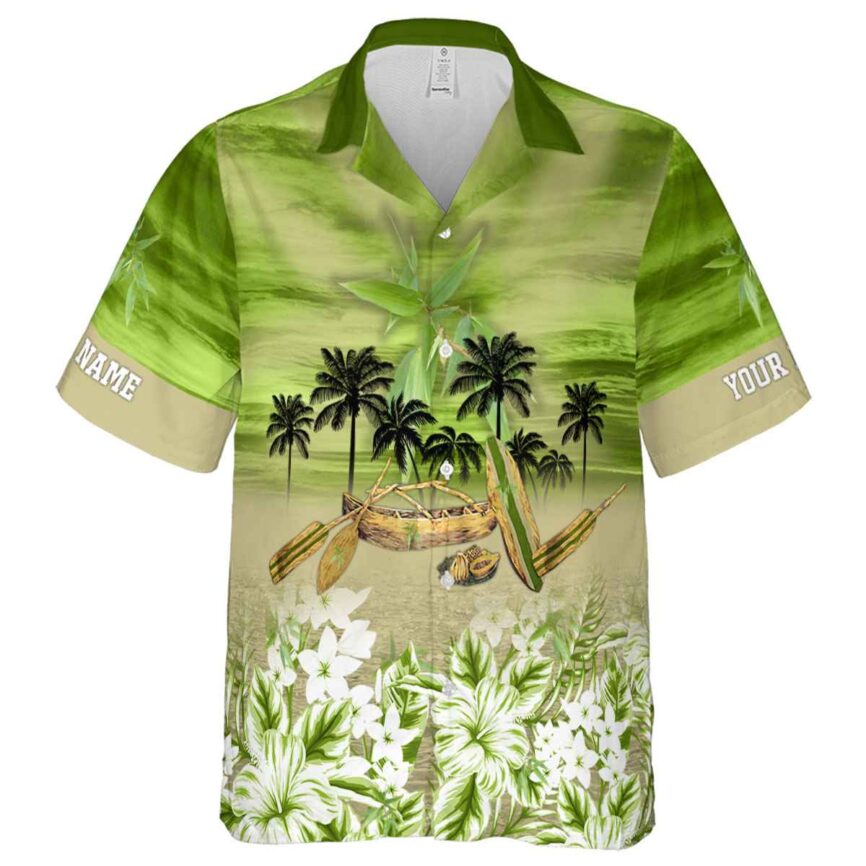 Personalized Bamboo Sunset Beach Canoe Hawaiian Shirt Fashion forward