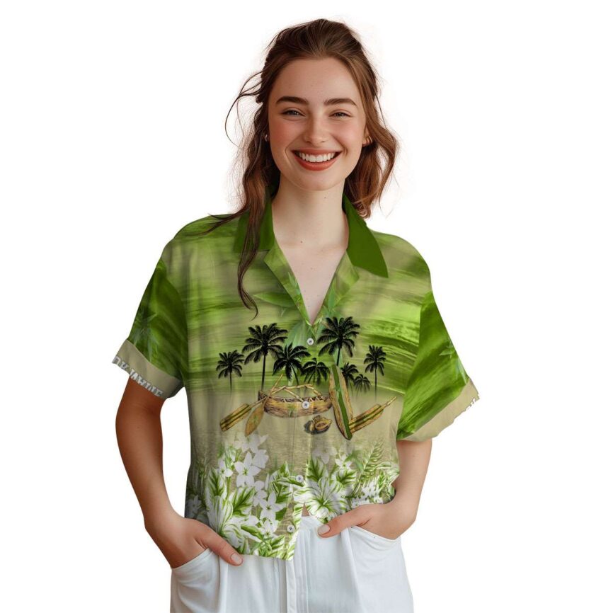 Personalized Bamboo Sunset Beach Canoe Hawaiian Shirt Top rated