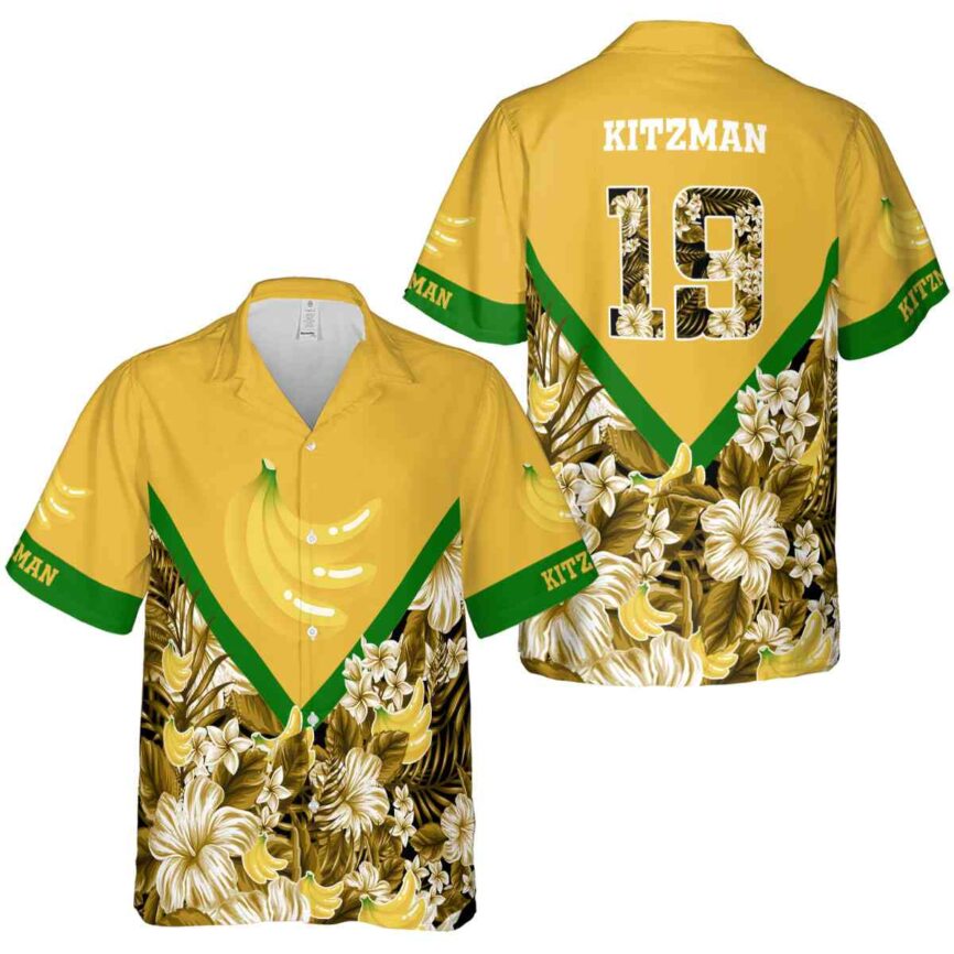 Personalized Banana Bold Floral Number Hawaiian Shirt Premium grade