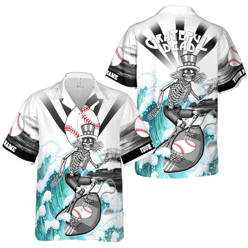 Personalized Baseball Grateful Dead Motif Hawaiian Shirt Premium grade