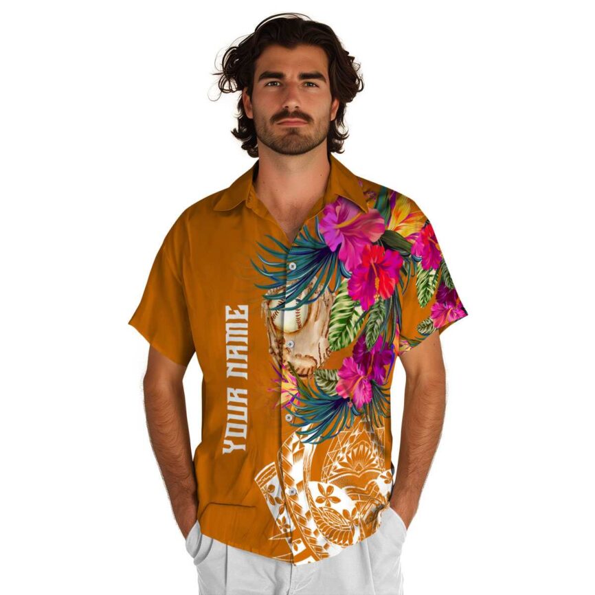 Personalized Baseball Polynesian Flowers Hawaiian Shirt New Arrival