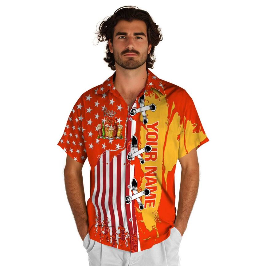 Personalized Beer Flag Stitches Hawaiian Shirt New Arrival