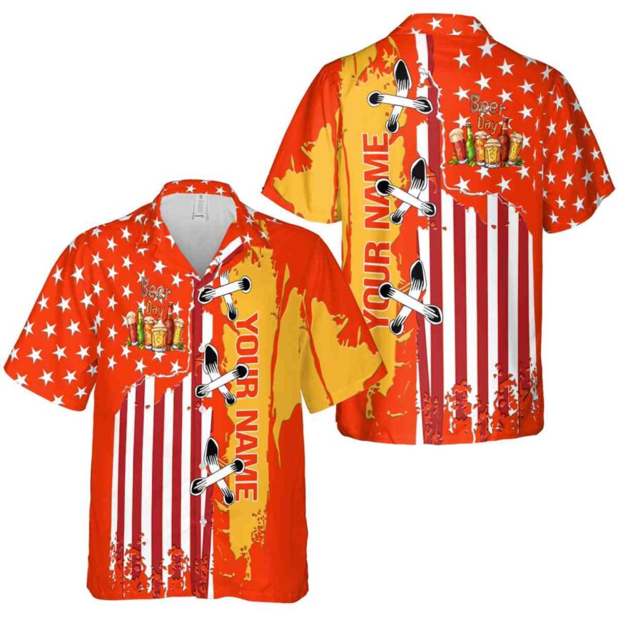 Personalized Beer Flag Stitches Hawaiian Shirt Premium grade