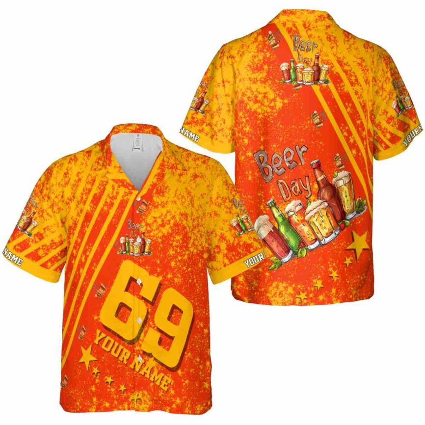 Personalized Beer Stripe Burst Hawaiian Shirt Premium grade