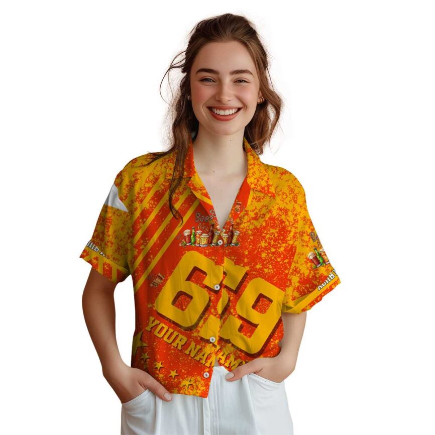 Personalized Beer Stripe Burst Hawaiian Shirt Top rated